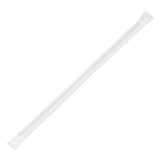 1200-PACK OF Straw Wrapped Karat Earth 9" Giant Paper Straw (7mm) Wrapped, White - 1,200 pcs