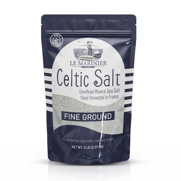 12-PACK OF Le Marinier Celtic Salt Fine Ground 5LB 100% Natural Mineral-Rich