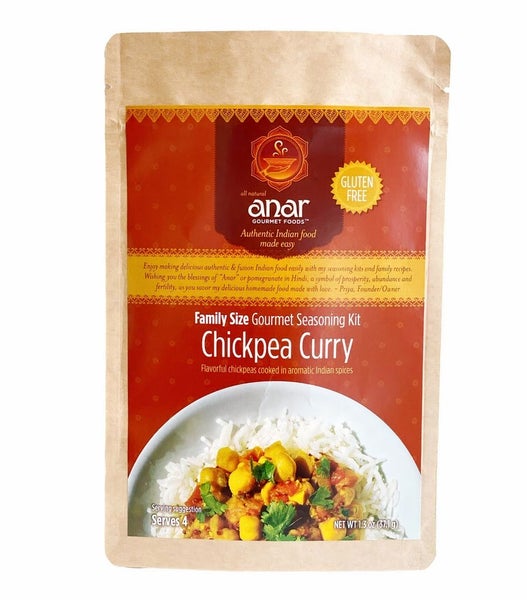 6-PACK OF Seasoning Chickpea Curry Gourmet Seasoning Kit Family Size, Anar Gourmet Foods