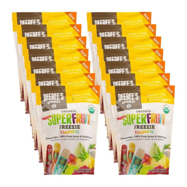 14-PACK OF Fruit Assorted Freezie Pops Tropical Deebees Organic 13.5 oz