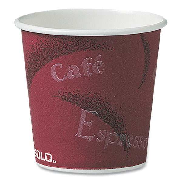 1000-PACK OF Cup Paper SOLO 374SI-0041 4 oz. Bistro Design Single-Sided Poly Paper Hot Cups - 50 Count Pack, 20 Packs per Carton for Convenient Serving