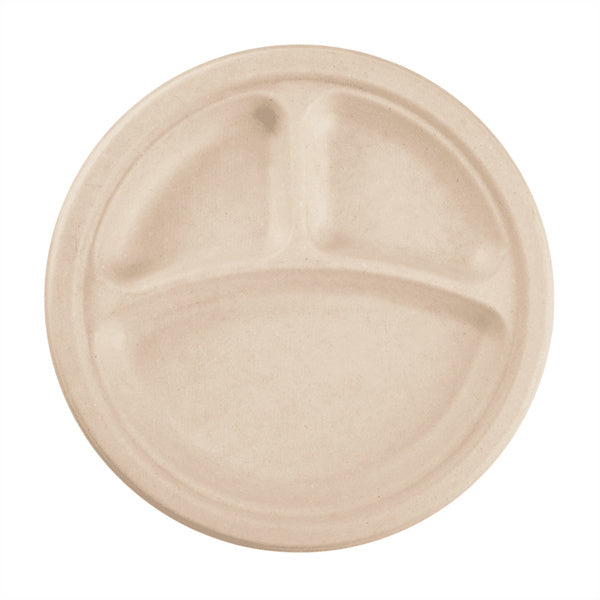 500-PACK OF Plate Round Karat Earth 9'' Molded Fiber Round Plates, PFAS Free, Natural - 500 pcs