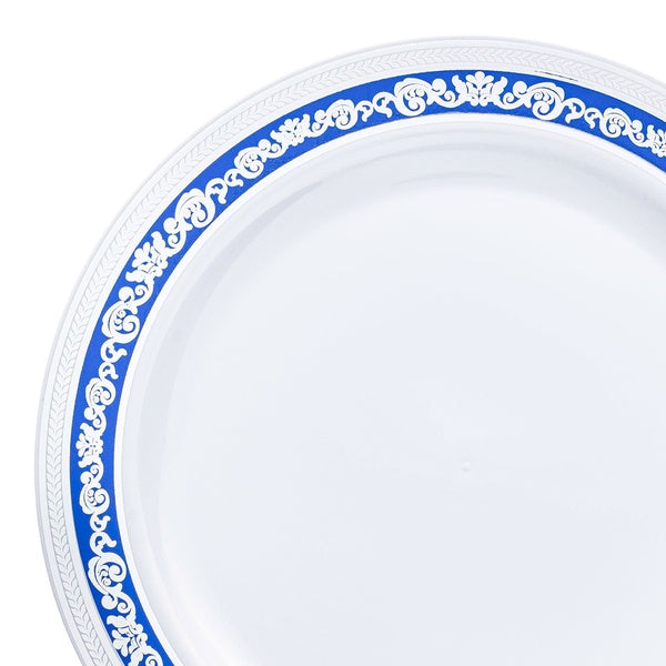 24-PACK OF Plate Salad 7.5" Blue Silver Rim