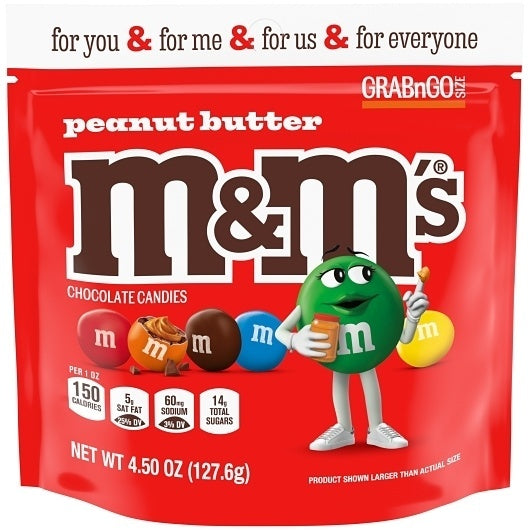 8-PACK OF Peanut Butter Stand Up Pouch M&M, 8 - 4.5 Oz