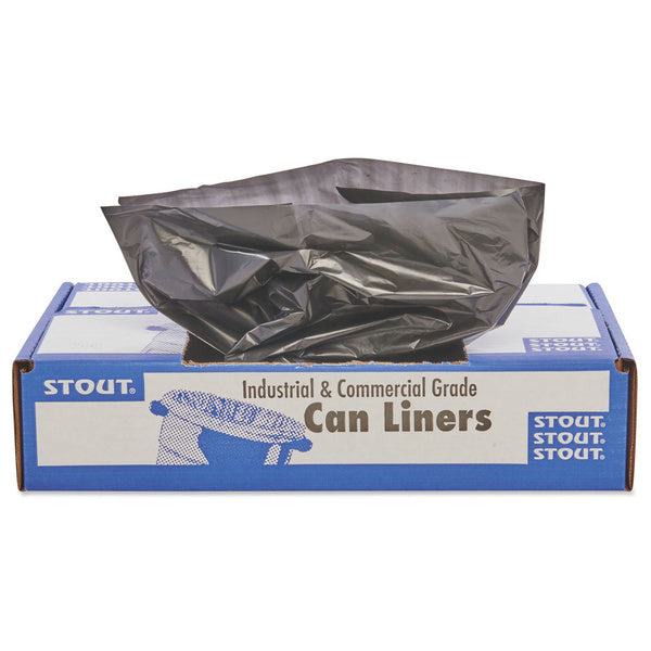 100-PACK OF Trash Liner Stout by Envision T5051B15 50" x 51" 65-Gallon Recycled Plastic Trash Bags - Durable Black/Brown Liners (100 Count)