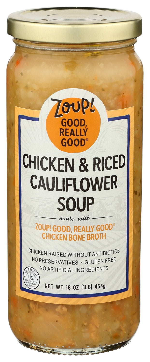 6-PACK OF SOUP MIXED CHICKEN AND RICED CAULIFLOWER
