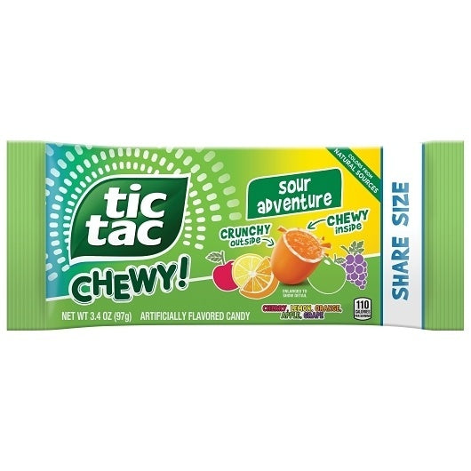 96-PACK OF Chewy Share Sour Adventure Tic Tac, 8 - 12 - 3.4 Oz