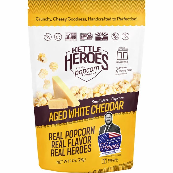 24-PACK OF Popcorn Aged White Cheddar - Snack Pack, Kettle Heroes Popcorn