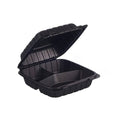 200-PACK OF 8 x 8 x 3 MFPP 3 Compartment Hinged Take Out Container - Black
