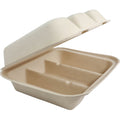 300-PACK OF CONTAINER TAKEOUT World Centric 9.25x8x3" 3-Compt Compostable Fiber Taco Clamshells | No PFAS | 300 Count