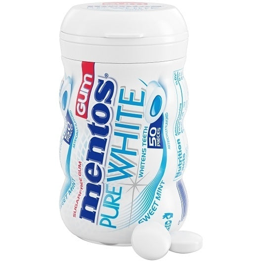 36-PACK OF Sugar Free Pure Fresh Gum Pure White Curvy Bottle Mentos Candy, 6 - 6 - 50 Pc