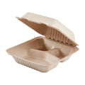 200-PACK OF Container Takeout Karat Earth 3 Compartments, 8''x8'' Molded Fiber Hinged Containers, PFAS Free, Natural - 200 pcs