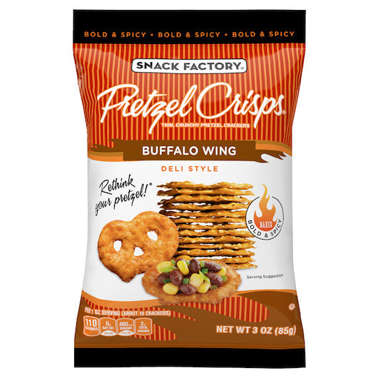 8-PACK OF Pretzel Crisps Buffalo Wing Pretzels Snack Factory, 8 - 3 Oz