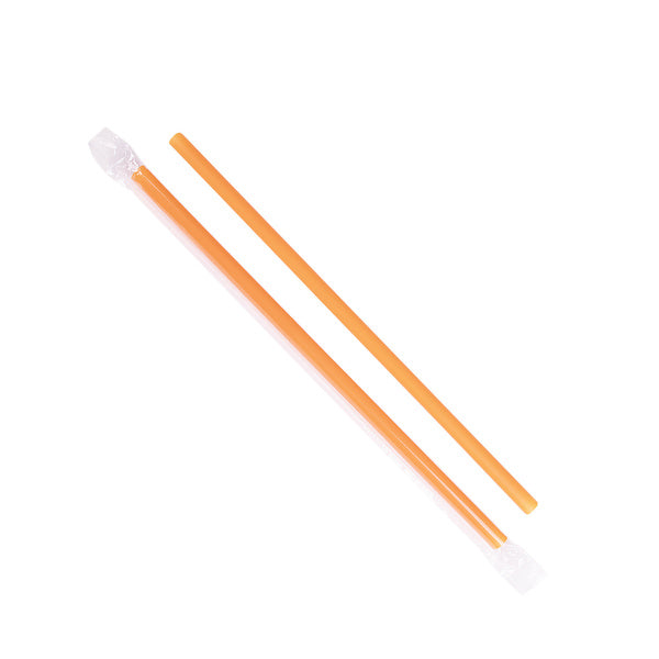 2500-PACK OF Straw Wrapped Karat 2,500 ct Giant Straws | Individually Wrapped | Orange (0.31" x 9")