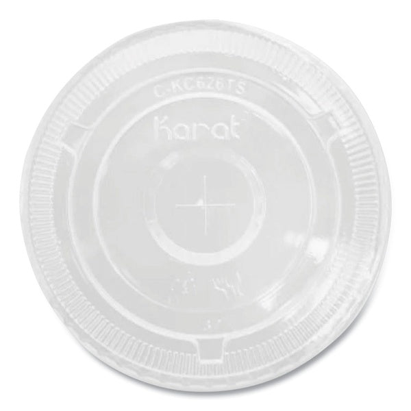 1000-PACK OF Lid Plastic Karat C-KC626TS Clear Plastic PET Lids with Straw Slot for 12 oz to 24 oz Cold Cups - 1000 Count