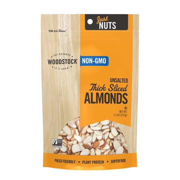 8-PACK OF Almond Sliced Unsalted Woodstock 7.5 oz cts