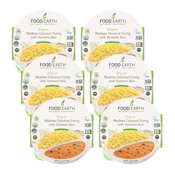 6-PACK OF Entree Rice Madras Coconut Curry Turmeric Food Earth 10.58 oz