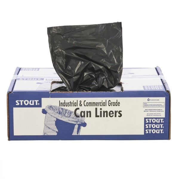 100-PACK OF Envision Stout 36x58 Inch 1.5 Mil Recycled Plastic Trash Bags - 60 Gallon Capacity - Brown and Black - 100 Count Carton