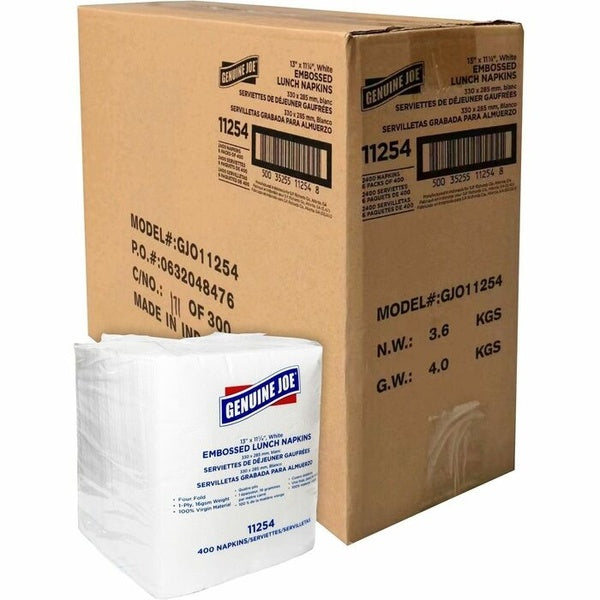 6-PACK OF NAPKIN 1PLY EMBOSSED, LUNCH, WHITE - 2400 NAPKINS