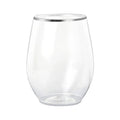 4-PACK OF Cup Wine 12 oz. Clear with Silver Rim Plastic Glasses - 64 pcs