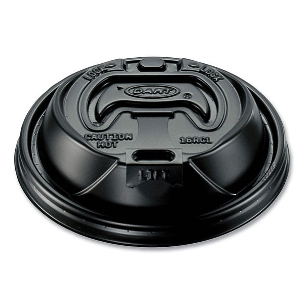 1000-PACK OF Lid Dome Dart 16RCLBLK Optima Reclosable Lid for 12-24 oz Foam Cups - Black - 1000 Count Carton