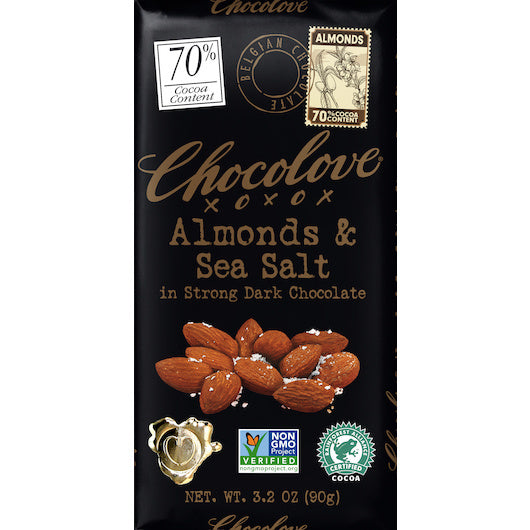 12-PACK OF Chocolate Bar Dark Chocolate Sea Salt Almond Chocolove Chocolate 3.2 oz