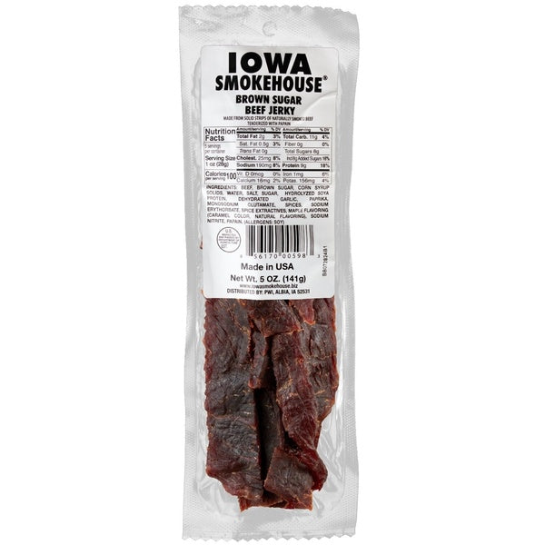 12-PACK OF Beef Jerky Brown Sugar 5 oz, Iowa Smokehouse