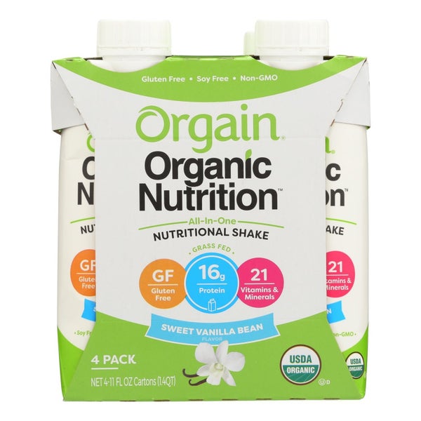3- PACK OF Shake Protein Vanilla Bean Orgain Orgainc Supplement 4/11 fz