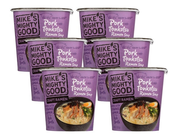 6-PACK OF Noodle Ramen Pork Tonkotsu Mikes Mighty Good Soups 1.7 oz