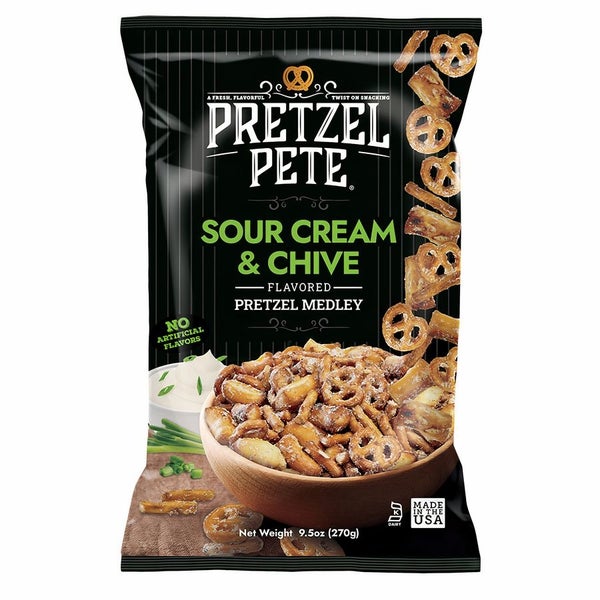 12-PACK OF Snack Pretzels Seasoned Sour Cream + Chive Pretzel Medley, Pretzel Pete