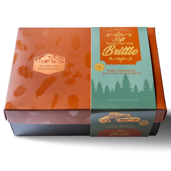 6-PACK OF Brittle Soft Peanut Butter in Dark Chocolate Northwest Expression