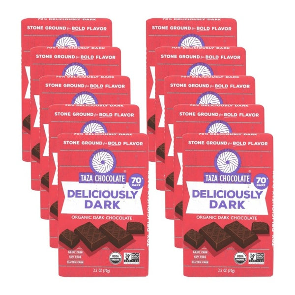 10-PACK OF Chocolate Bar Organic Dark Chocolate Deliciously Dark Taza Chocolate 2.5 oz
