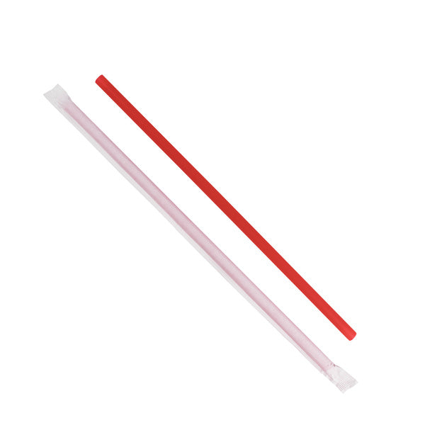 1200-PACK OF Straw Wrapped Karat 1,200 ct Giant Straws | Individually Wrapped | Red (0.31" x 10.25")