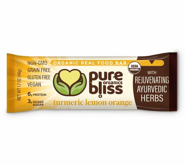 12-PACK OF Organic Bars Turmeric Lemon Orange, Pure Bliss Organics