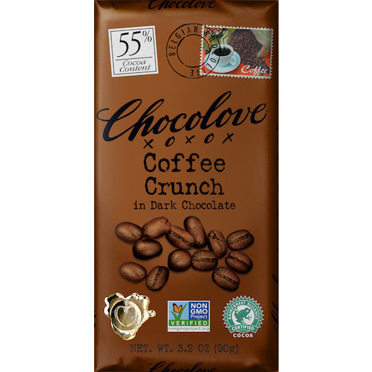 144-PACK OF Coffee Crunch Dark Chocolate Bar Chocolove Chocolate, 12 - 12 - 3.2 Oz