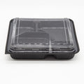 2-PACK OF Container Disp 10.6"x10.6" 5 Compartment Black Bento Sushi Rectangular Container w/ Lid 100Sets