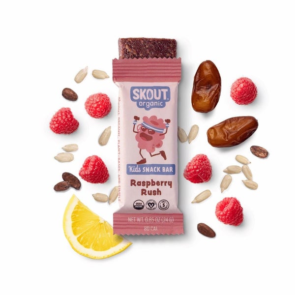 6-PACK OF Snack Bar Raspberry Rush Kids, Skout Organic