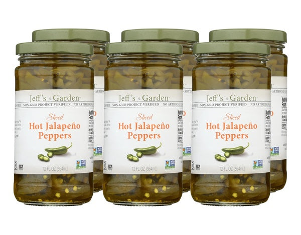 6-PACK OF Pepper Jalapeno Hot Sliced Jeff's Garden 12 fz