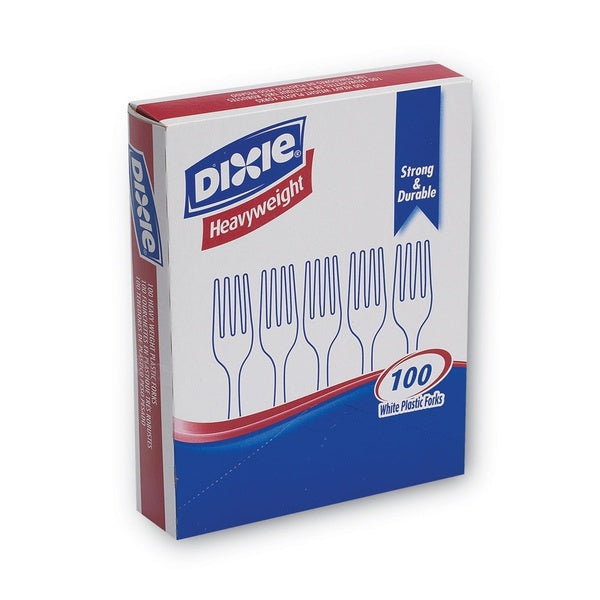 100-PACK OF Cutlery Plastic Dixie FH207 Heavyweight Plastic Forks - Premium White Cutlery (100 Count)