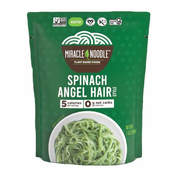 24-PACK OF Pasta Spinach Angel Hair Ready to Eat Miracle Noodle