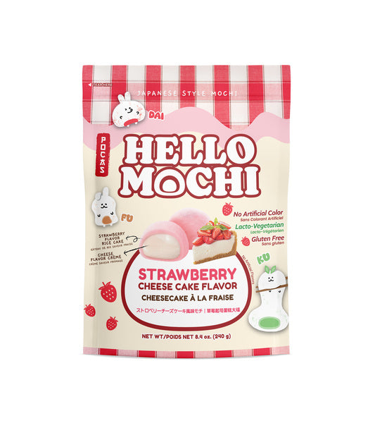 12-PACK OF Hello Mochi Bag, Strawberry Cheesecake, 12/8.4 oz.