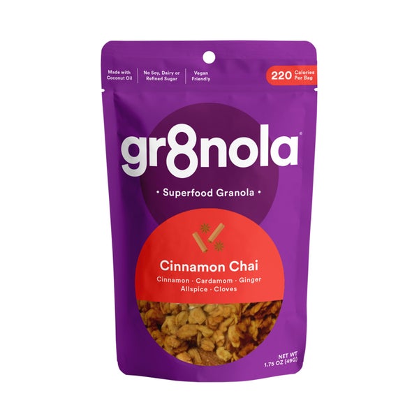 60-PACK OF Cereal Cinnamon Granola, Chai, Mini, Vegan Friendly, 60 x 1.75 oz Pouch