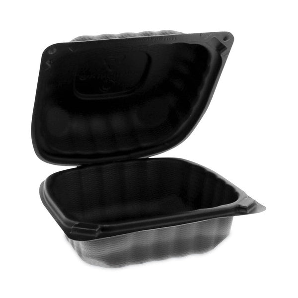 400-PACK OF Container Food Pactiv Corp. EarthChoice Microwavable Hinged Lid Containers - 5.75 x 5.95 x 3.1 Inches - SmartLock Closure - Black - 400 Count