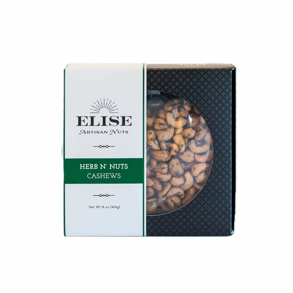 12-PACK OF Cashews Roasted, Herb n' Nuts Elise Artisan Nuts