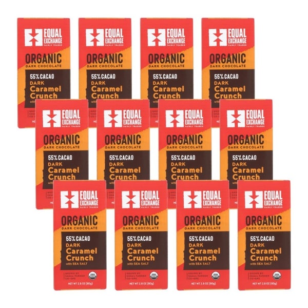 12-PACK OF Chocolate Bar Organic Milk Chocolate Caramel Crunch With Sea Salt Equal 2.8 oz