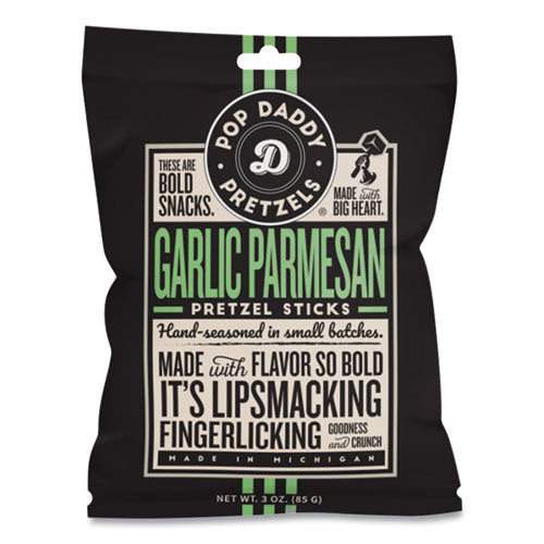 15-PACK OF PRETZEL STICK GARLIC PARMESAN PRETZEL STICKS, 3 OZ BAG