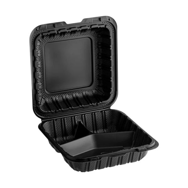 150-PACK OF 9 x 9 x 3 MFPP 1 Compartment Take Out Container - Black