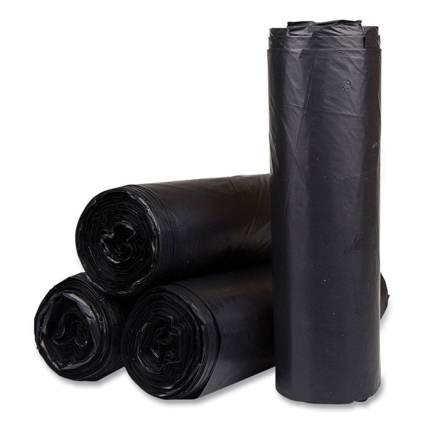 150-PACK OF Liner Trash Inteplast Group High-Density Can Liners - 45 Gallon, 22 Micron, Black - 25 Bags per Roll, 6 Rolls per Carton for Commercial Use
