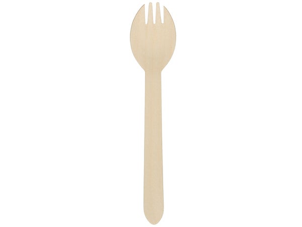 1-PACK OF SPORK DISP WOOD 6IN