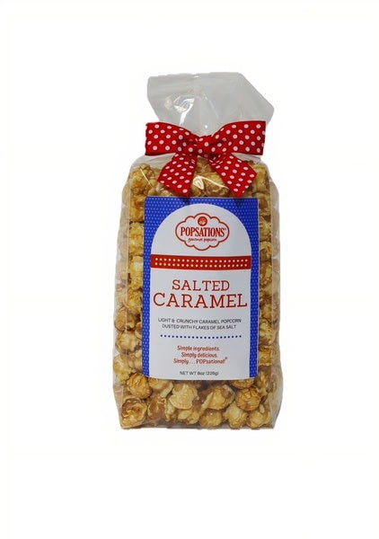 12-PACK OF Snack Popcorn, Salted Caramel Ribbon Bag, Popsations Gourmet Popcorn